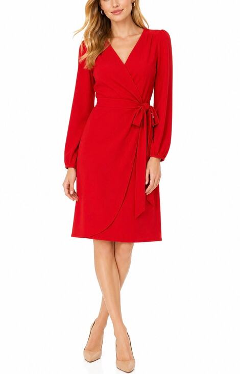 J.Crew Dresses & Skirts - NWT J.Crew Bright Red Long Sleeve Faux Wrap Dress Size 2